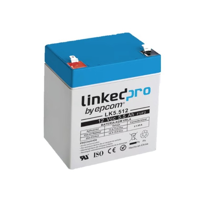 Batería de respaldo 12V 5.5Ah, LinkedPro LK5.512
