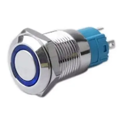 PULSADOR MOMENTÁNEO CON LED 3A 250VAC (AZUL)