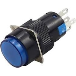 PULSADOR MOMENTÁNEO CON LED 3A 250VAC (AZUL)