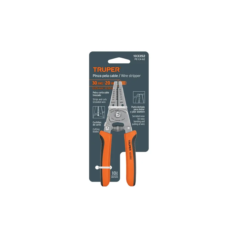 Pinza pela cable para calibres 30 a 20 AWG TRUPER