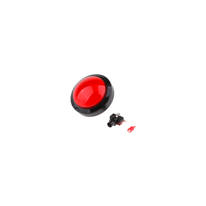 Botón Arcade Jumbo Tipo Domo con Luz LED rojo, 10cm