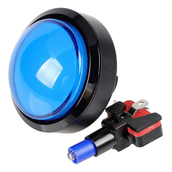 Botón Arcade Jumbo Tipo Domo con Luz LED azul, 10cm