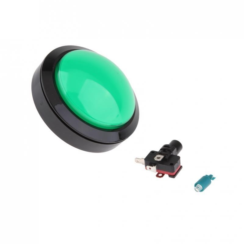 Botón Arcade Jumbo Tipo Domo con Luz LED verde, 10cm
