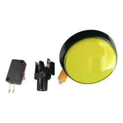 Botón Arcade Jumbo Tipo Domo con Luz LED amarillo, 10cm
