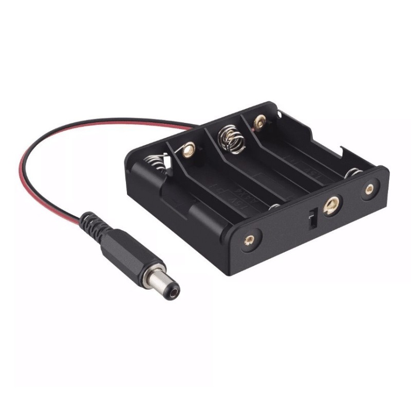 Porta pilas para 4 baterías AA con Plug.