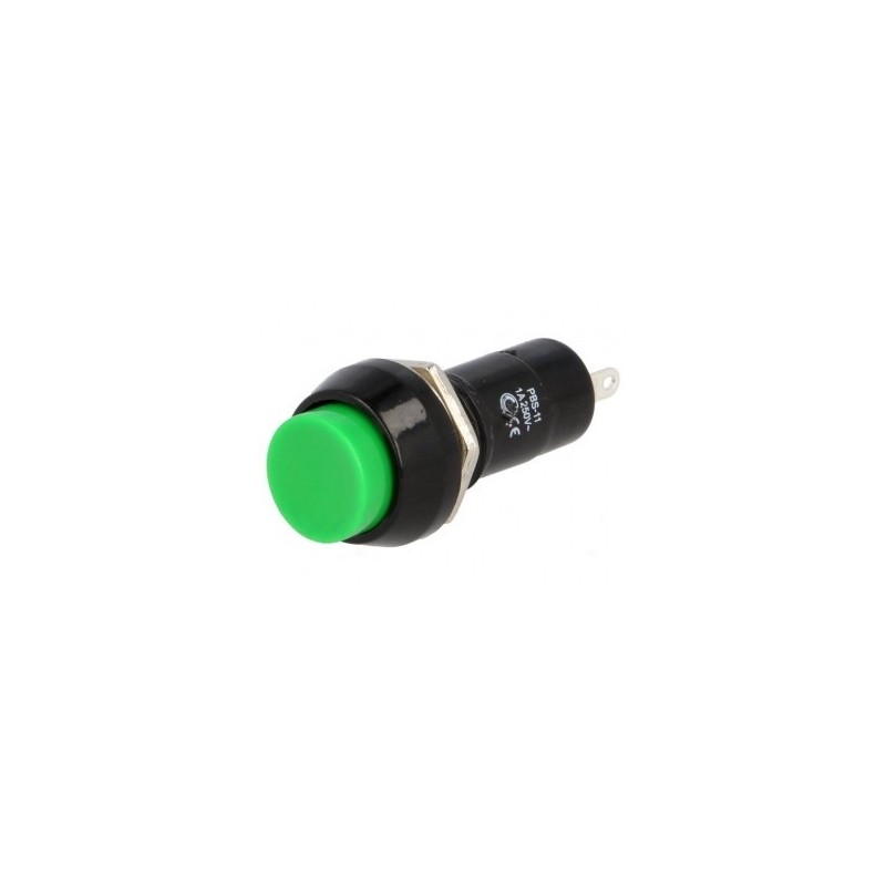 Interruptor Pulsador Redondo 1A 250Vac NA (Verde)