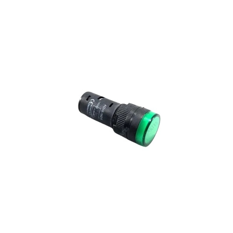Lampara piloto 16mm con led color verde 12VDC