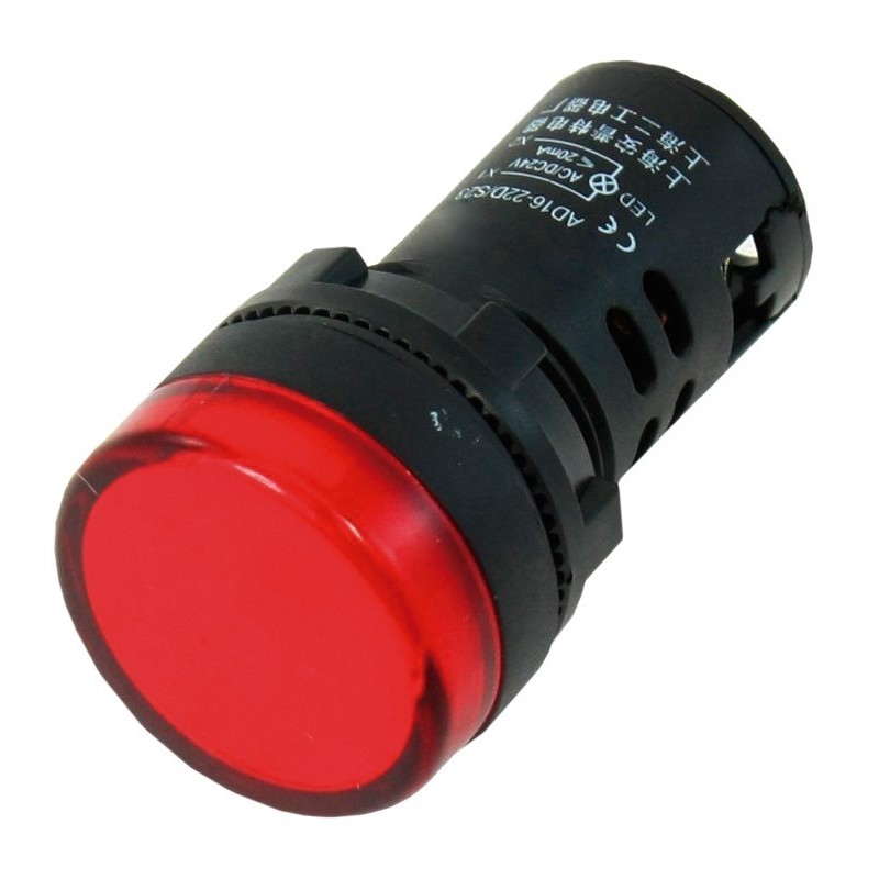 Lámpara piloto 16mm con led color rojo 12VDC