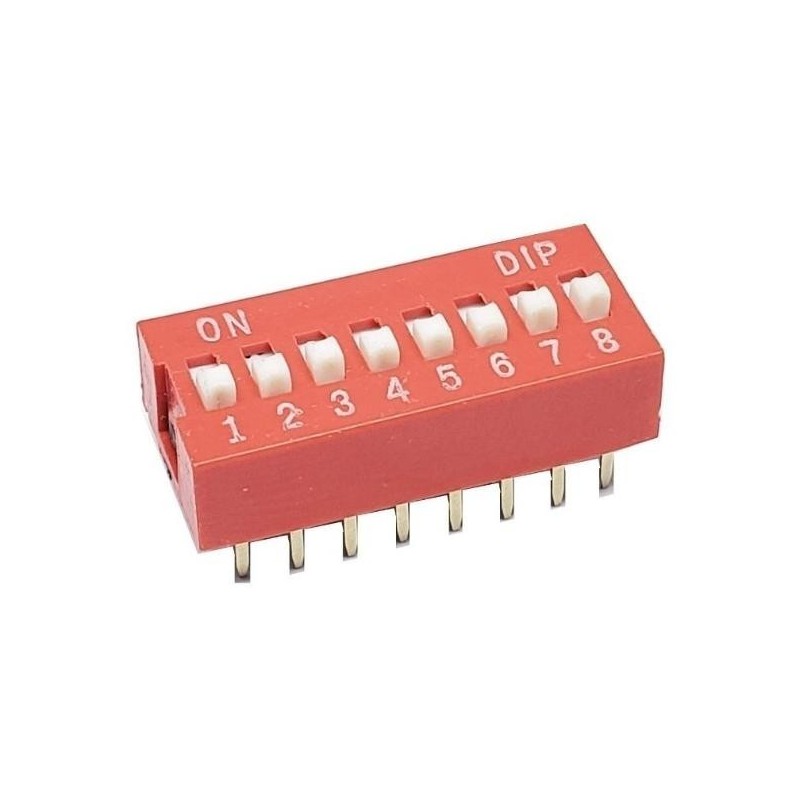 Dip Switch 8 posiciones (Color Rojo para PCB)