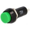 Pulsador momentáneo Redondo 12mm 1A 250VAC NO (Verde)