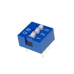 Dip Switch 3 posiciones SPST (color azul para PCB)