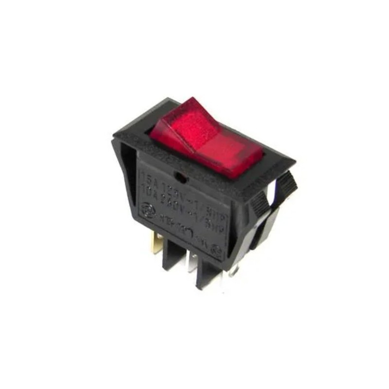 Rocker switch lámpara roja 3 pines (31x17x22) mm