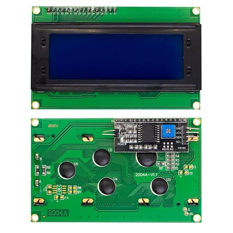 LCD 20X4 verde con módulo I2C