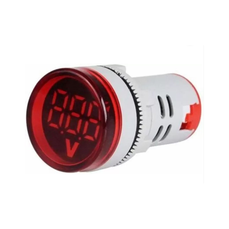 Lampara piloto (20x50mm) color rojo con voltí­metro 6-100 VDC