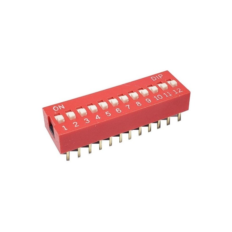Dip Switch 12 posiciones (Color Rojo PCB)