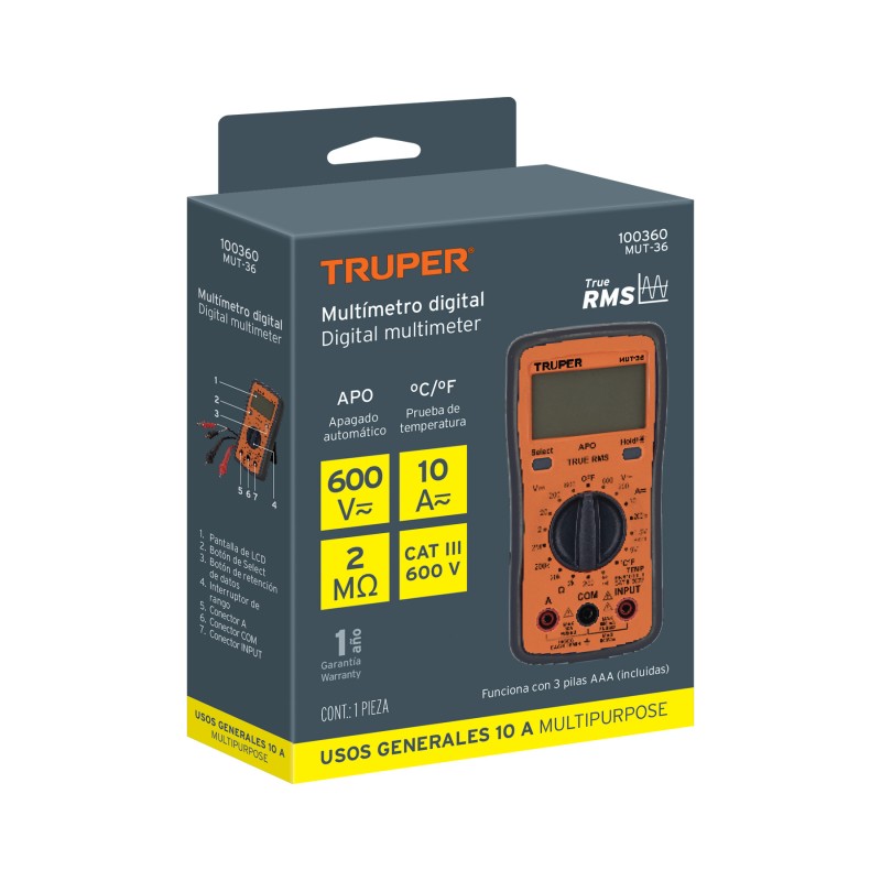 Multí­metro digital profesional Truper MUT-36
