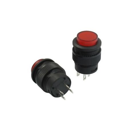 Pulsador con led y enclave 16mm 3A 250VAC (Rojo)