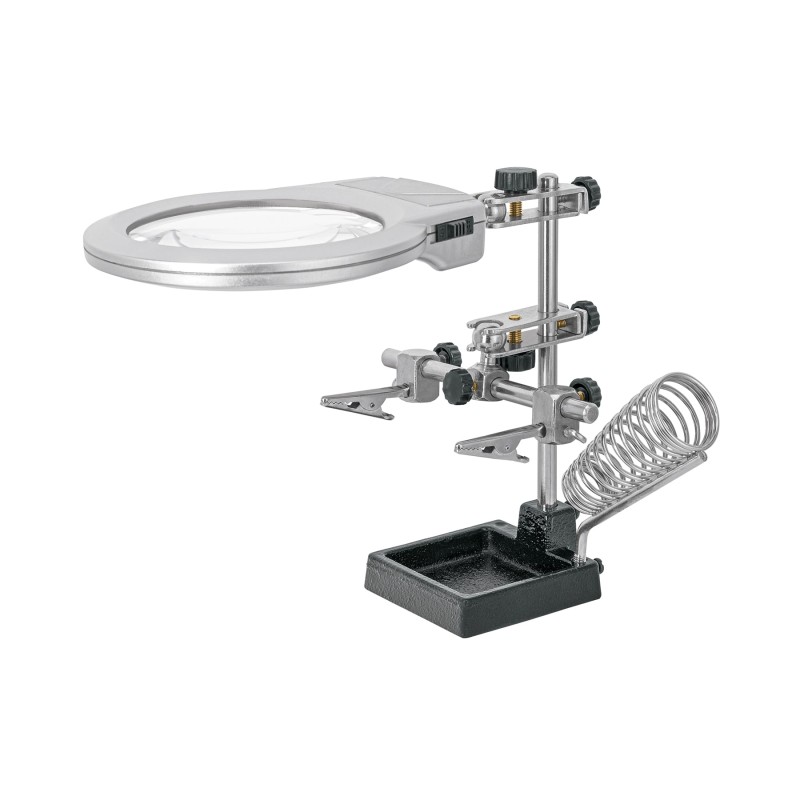 Estación de sujeción con lupa y luz LED