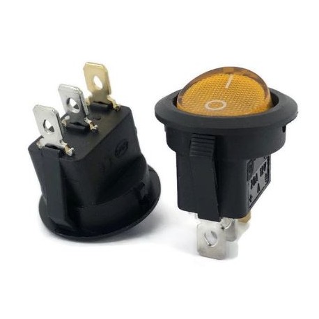 Rocker Switch redondo 20mm con luz amarillo (LED 12V)