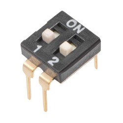 DIP Switch 2 posiciones tipo circuito integrado.