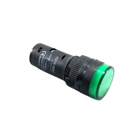 Lampara piloto 16mm con led color verde 12VDC