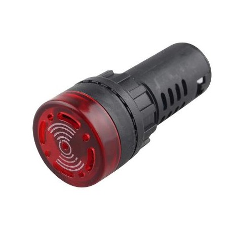 Lampara piloto 22mm color rojo 12V con buzzer