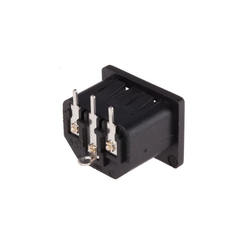 Conector IEC C14 250VAC 10A en ángulo